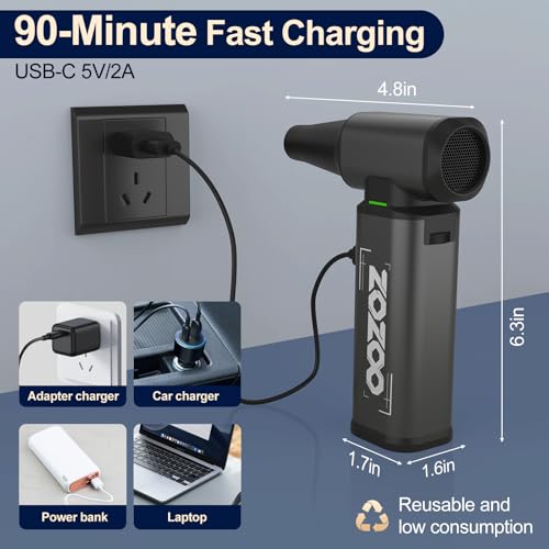 Image of Compressed Air Duster, 180000RPM Powerful Cordless Electric Air Duster with Brushless Motor and LED Light, Rechargeable Stepless Speed Regulation Dust Blower for PC, Keyboard, House, Car and Outdoor