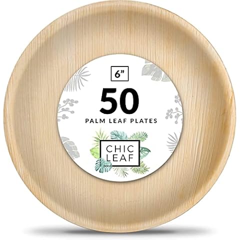 Chic Leaf Palmblatt-Teller wie Bambus-Teller, Einweg-Teller, 15.2 cm, rund - Vorspeisen- und Dessertteller-Set - 100% kompostierbar Cover