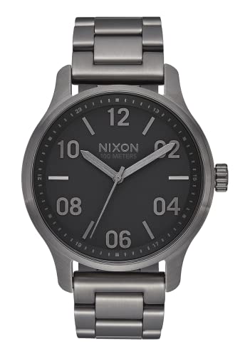 NIXON Patrol A1242 - Gunmetal/Black - 100m Water Resistant Men's Analog Classic Watch (42mm Watch Face, 21mm-19mm Stainless Stee