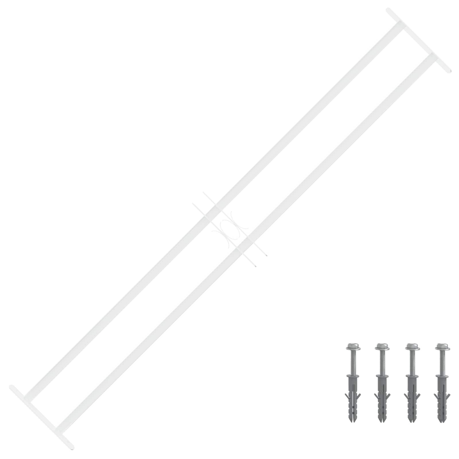 Rejilla de seguridad ajustable para ventanas con 2 barras transversales de acero galvanizado de 93 a 174 cm de largo, juego de 3 unidades para montaje horizontal, para ventanas exteriores