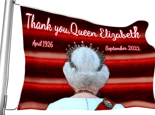 Drapeau Thank you Queen Elizabeth II Rouge royal 91 x 152 cm Cover
