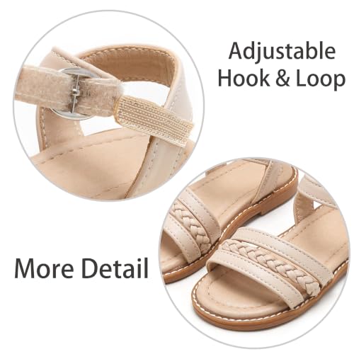 Image of ESTINE Toddler /Little Kid Girls Dress Cross Strappy Open Toe Sandals Princess Flats Summer Flower Girl Shoes