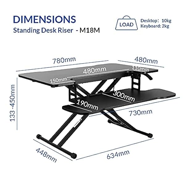 SANODESK Ståskrivbord stående skrivbord höj- och sänkbart skrivbord 68 x 59 cm skrivbordsfäste dubbelskärm riser datorbord (M8B) (78 x 48 cm)