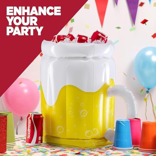 2 Pack Großer aufblasbarer Kühler,aufblasbare Bierkrug kühler,Drink Floatie fur oktoberfest Partyzubehör, Oktoberfest Gartenparty Party Karneval Fasching König