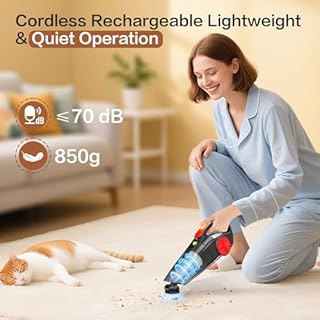 CFEN Handheld Vacuum Cleaner Cordless, 9000PA Powerful Suction, 900ML Large Dust Bin, 4000mAh Battery, 30mins Runtime, Wet & Dry, with 3 Nozzles, 2 Washable HEPA Filters for Home Car Carpet Pet Hair