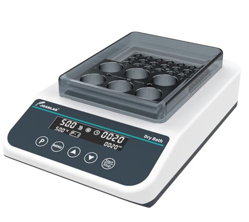 JOANLAB Double Position Digital Dry Bath Incubator,with 1.5mlx35,2mlx35 Aluminium Heating Block,Programmable Lab Dry Bath Heater w/Timer Control