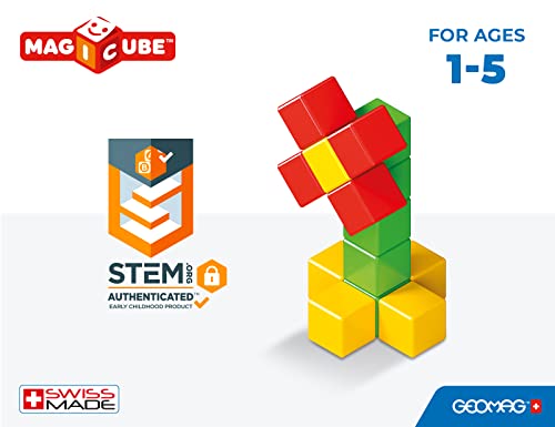 Geomag Premium Swiss-Made Magicube 24-Piece Magnetic Cubes Building Set, Toddlers & Kids Ages 1-5, Stem Montessori Educational Toy, Creativity, Imagination, Early Learning Fun, Crystal Packaging #TOP5