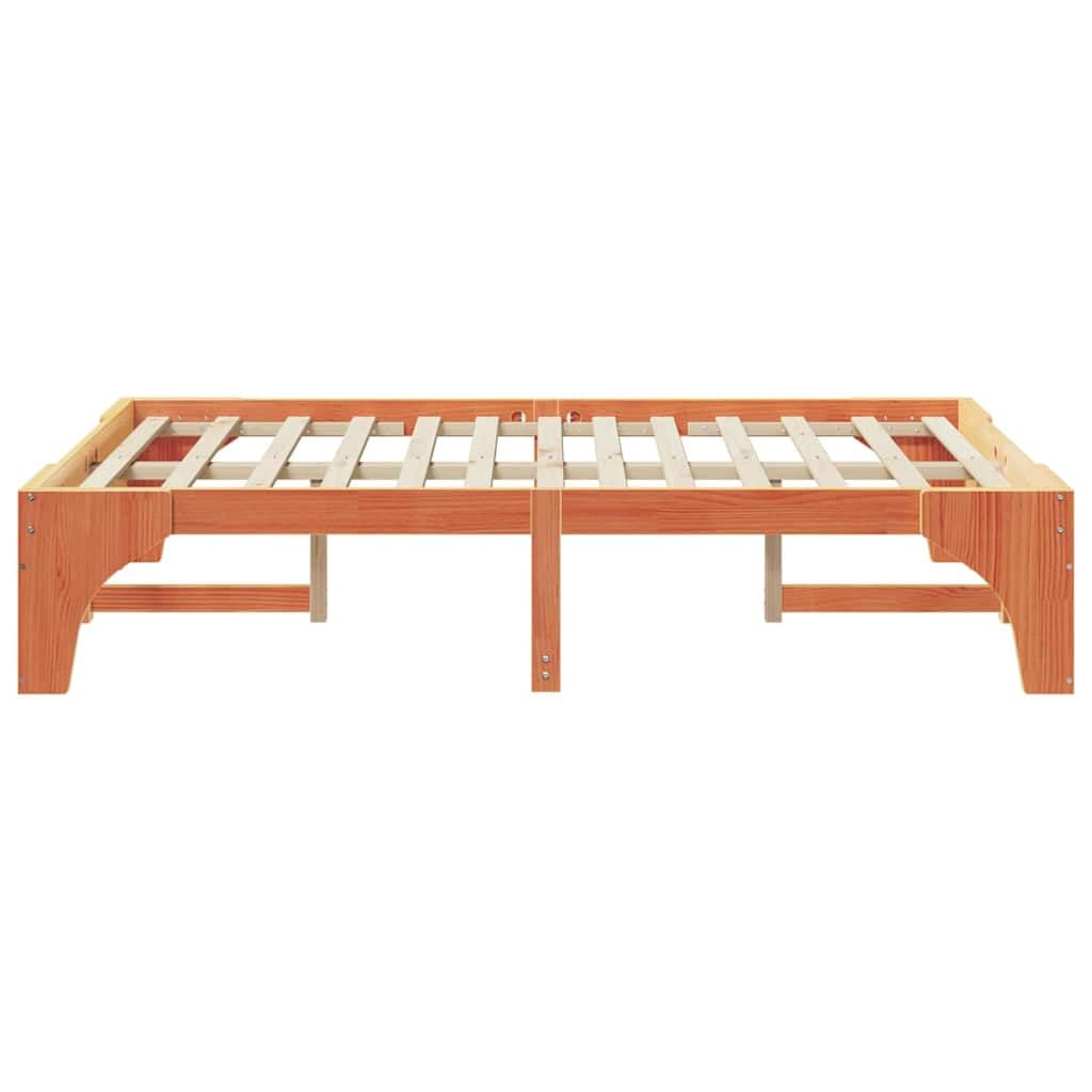 Marco de Cama en el Suelo de Madera Maciza de Pino Marrón Estructura de Perfil Bajo para Dormitorio Moderno Minimalista Ensamblaje Sencillo y Diseño Espacioso para Máximo