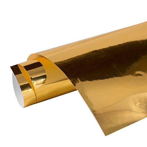 24" x 40 ft Gold Chrome Mirror Vinyl - Repositionable Adhesive Backed