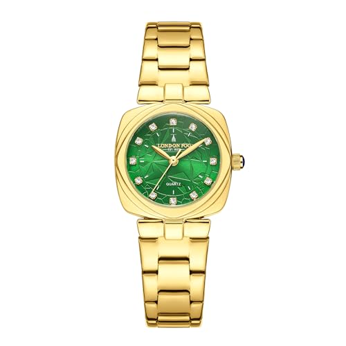 Image of London Fog Salisbury Collection Watch for Women with Geometric Patterned Dial, Crystal Hour Markers Quartz Movement and Stainless Steel Strap - LFW20001