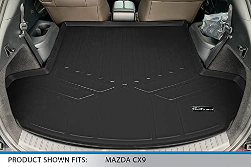Smartliner All Weather Custom Fit Cargo Trunk Liner Floor Mat Behind 2Nd Row Black Compatible With 2016-2021 Mazda Cx-9 #TOP1