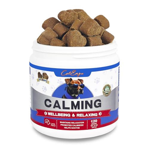 Dog Calming Chews, Dog Calming Treat, Natural Ingredients Calming Aid for Dogs, Perfect for Reducing Anxiety Caused by Separation, Barking,Vet Visits, Thunderstorms120 Count Lamb Flavor Dog Calming Chews, Dog Calming Treat, Natural Ingredients Calming Aid for Dogs, Perfect for Reducing Anxiety Caused by Separation, Barking,Vet Visits, Thunderstorms120 Count Lamb Flavor