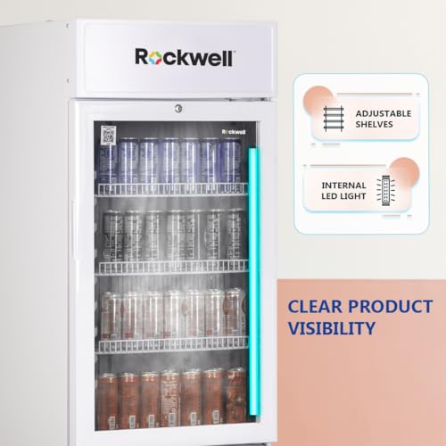 Image of ROCKWELL RVC200A, Visi cooler, Single glass door, 4 Year Warranty, White (Internal LED, Heavy Duty, Dynamic cooling)