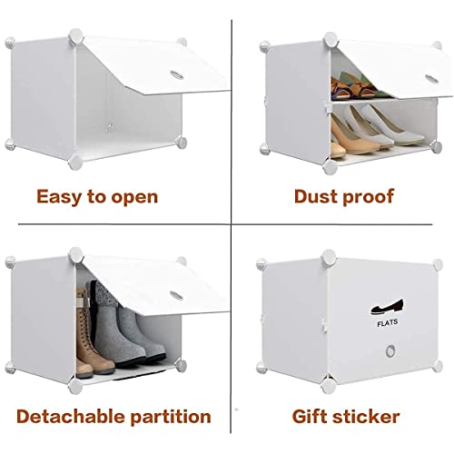 Image of RYUGA Shoe Rack for Home Plastic, 6 Door Portable Shoes Rack with Dustproof Door for Heels /Slippers /Boots, DIY Multi-Purpose Kitchen Mats for Floor (4-Door-12-Layer-A6, 4-Door-12-Layer-A6)