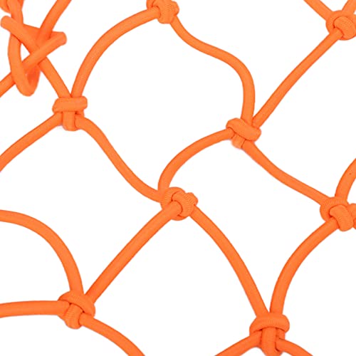 CUEI Motorrad Gepäcknetz, 30,5 x 30,5 cm Helmaufbewahrung, Latex Bungee Gepäcknetz, Dickes 25 kg schweres Gepäcknetz, dehnbar bis 35 Zoll, 6 verstellbare Haken für Paddleboard, Fahrrad, ATV,(Orange)