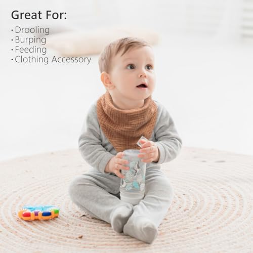 Image of Bearmoss Baby Bibs for Drooling & Teething 8 Pack Muslin Cotton Soft Absorbent Adjustable Unisex Bibs Boys Girls 0-36 Months