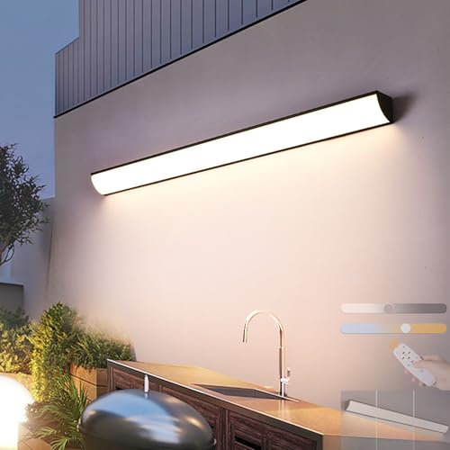 Applique murale extérieure IP65 étanche avec télécommande lampe LED noire 98W