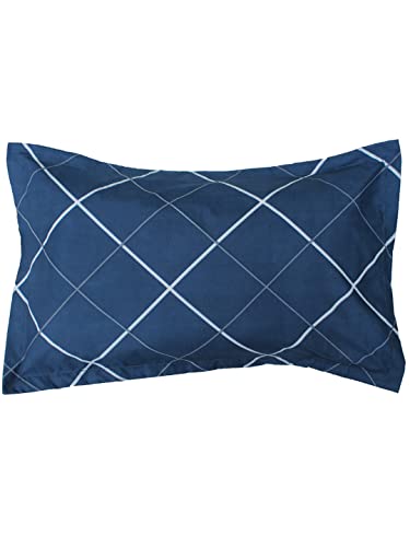 Image of King Size Microfibre Decorative Pillow Covers, Navy Blue Multicolour Heart Print-50 cm x 75 cm (2, Blue)