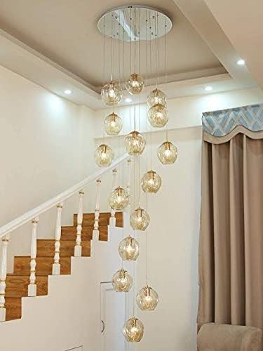 Chandelier cristal moderne grand pendentif salon plafonds boules verre SPAIR