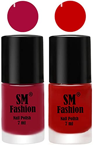 Image of Long Lasting Nail Polish | Nail Paint Combo 7 ml Each) - Set of 2 Raspberry-Orange