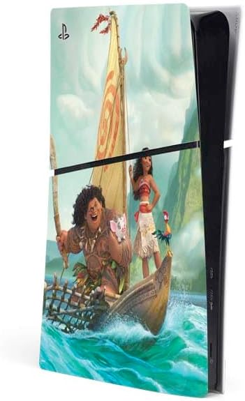 Skinit Decal Gaming Skin Compatible with PS5 Slim Digital Edition Console - Officially Licensed Disney Princess Moana Maui Ready to Fight Design