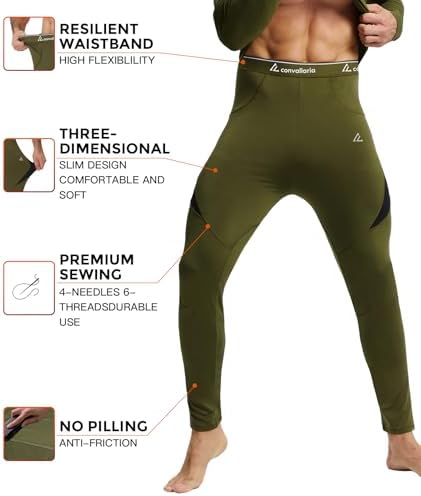 CL convallaria Thermal Underwear Long Johns Set Mens Winter Gift Hunting Gear Sport Base Layer Bottom Top - Image 3
