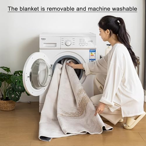 Graphene Heated Carpet, Adjustable Temperature & Timer, Soft Plush Area Rug, Foldable Electric Floor Mat, Large 110x200cm (43.3x78.7 inches) - Cozy Home Heating Solution