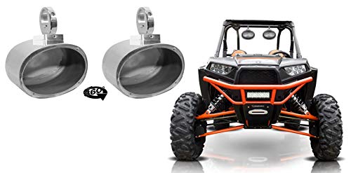 Rockville Bundle: (2) 6x9 Polished Silver Aluminum Wakeboard Tower Speaker Bundle with (2) MAC360C 360 Degree Swivel Tower/Surface Mount Clamps (3 Items)