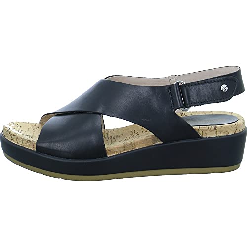 PIKOLINOS Women's Heels Open Toe Sandals, Black, 8 us
