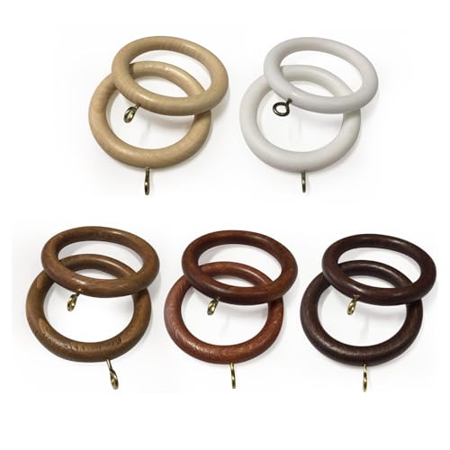 TENDEEVOLUTION - Anneaux Rideaux Bois diamètre 70 mm pour Tringle en Bois de 35 mm, Disponibles en...