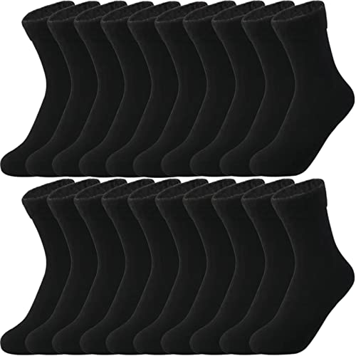 XINGYUANHE 10 Paar Winter Thermosocken Damen Herren Dicke Warme Wolle Kaschmir Schneesocken Schwarz Khaki Samt Stiefel Bodensocken