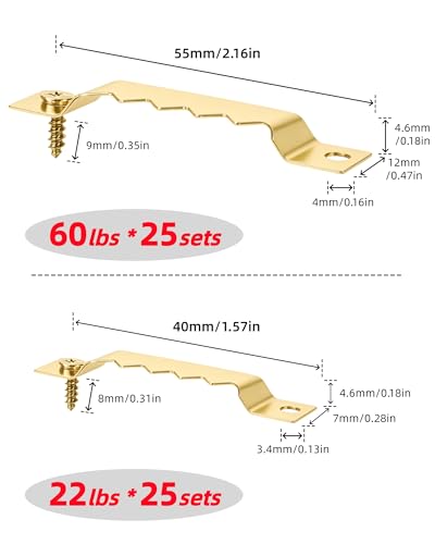 Image of 251Pcs Picture Hanging Kit, Include 50 Sawtooth Picture Hangers, 50 D Rings, 150 Screws and 3.6m Wire Ropes, Heavy Duty Picture Frame Hanging Hardware for Wall Artworks Frame Canvas Mounting