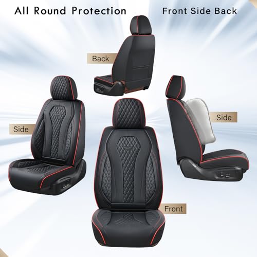 Image of Coverado Seat Covers, Car Seat Covers Front Seats, Black Car Seat Cover, Waterproof Automotive Seat Covers, Seat Cushion, Front Car Seat Covers Leatherette Car Seat Protector Universal Fit Most Cars