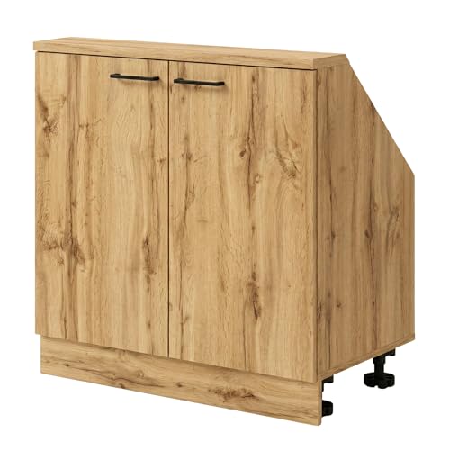 INNOVAHOME Meuble sous Combles 80cm – Structure Robuste 18mm (Corps & Fond), Poignées Métal, Étagère Réglable – Chêne Wotan