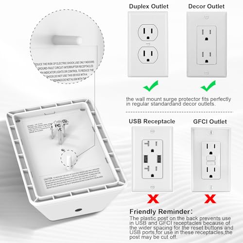Multi Plug Outlet Surge Protector - Lvetek 3-Sided Power Strip with 5 Outlet Extender and 4 USB Ports(1 USB-C) and Night Light, USB Wall Charger for Home, Office, Travel, ETL Listed, White