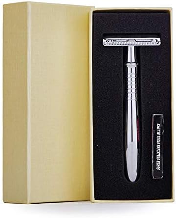 PYDDIN Long Handle Double Edge Safety Razor, Old Fashioned Razors for Men with Gift Case and 5 Replacement Razor Blades