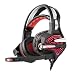 Produktbild Mvlike E-Sport-Vibration Kopfhörer, USB-Kanal-3D-Spiel Soundeffekte 50 mm große Lautsprecher, LED-Blendung, Computer-Headset mit Mikrofon Bass (Farbe : Rot, Design : USB7.1 Channel+Vibration)