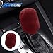 2PCS Plush Car Gear Shift Knob Cover & Handbrake Cover, Soft Fluffy Shift Knob Brake Handle Protector, Universal Car Interior Accessories (Burgundy)