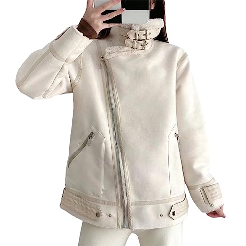 Manteau en similicuir épais et laine d'agneau pour femme FULBHPRINT