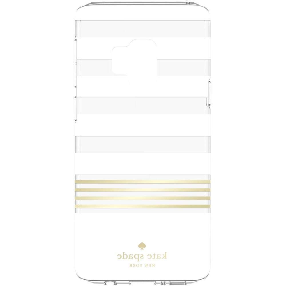 Kate Spade NY Protective Case for samsung S9 Plus - Stripe 2 White/Gold Foil/Clear