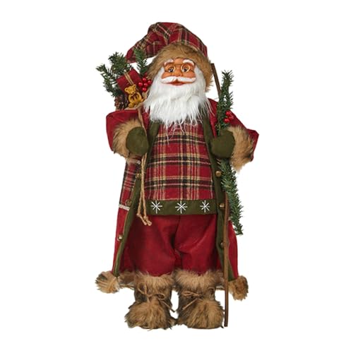 Rockible Santa Claus Standing Figure - Christmas Santa Ornament, Red Father Christmas Plush Statue, 45cm