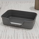 LoopTime Extea Large Cat Litter Box with High Sides,Cat Boxes for Indoor Cats,Cat Litter Pan for Kitty,Litter Box with Low Entry,Easy to Clean,Anti-Splashing,23.6" x15.7" x6.2" (Grey)
