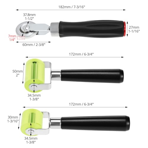 QWORK® 3 Stück Andrückrollen Set, Silikon Rolle & Andrückwalze, Sound Deadening Roller, für Kantenumleimer und Reifenreparatur
