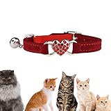 MATERIAL: El cierre de seguridad del collar para gatos está hecho de material de alta calidad, duradero, suave y agradable para la piel, diseño elástico, cómodo para que el gato lo use. La campana no es muy ruidosa y molesta.