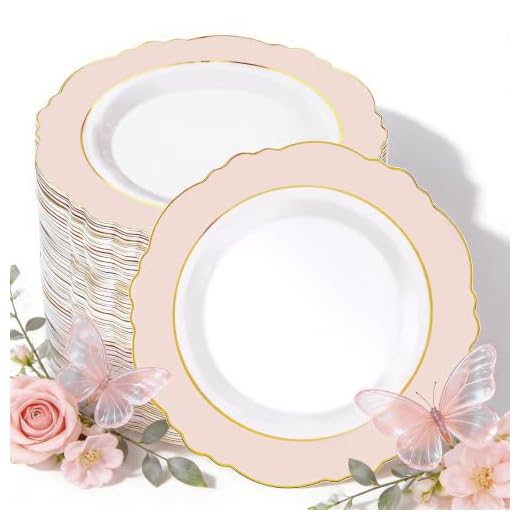 WDF 60pcs Pink Plastic Plates - 7.5inch Baroque Pink &Gold Disposable Dessert/Salad Plates for Upscale Parties &Wedding-Special for Wedding, Party, Mother’s Day