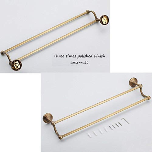 Double porte-serviettes en laiton antique brossé de qualité supérieure - 4