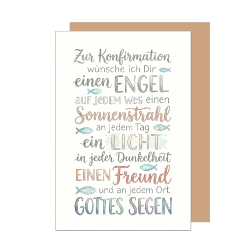 Edition Seidel Premium Glückwunschkarte zur Konfirmation mit Umschlag. Konfirmationskarte Karte Grußkarte Spruch Sprüche Mädchen Junge Jugendliche Fische Licht Sonnenstrahl Segen Wünsche (KF349 SW026)