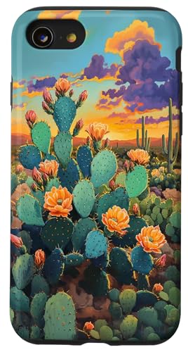 Flower Prickly Pear Cactus Sunset Desert Watercolor Art Case for iPhone