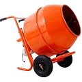 8 Cu.Ft. Electric Cement Mixer with 3/4HP Motor, 115V Portable Concrete Mixer with Steel Drum and Pneumatic Wheels, Heavy Duty Cement Mixing Machine for Mortar, Stucco, and Concrete – Orange,8 cu.ft