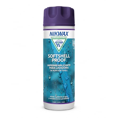 Nikwax SoftShell Proof de 300 ml: Impermeabilizante de inmersión para lavado, para chaquetas, pantalones, leggings, ropa de esquí y ropa de montaña transpirables tipo softshell